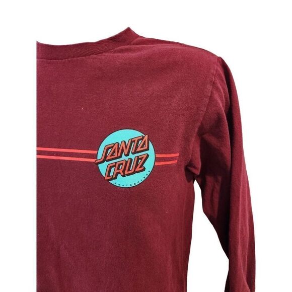 Santa Cruz Red Long Sleeve T-Shirt S Graphic Tee Skater Surfer Double Sided - Picture 3 of 6